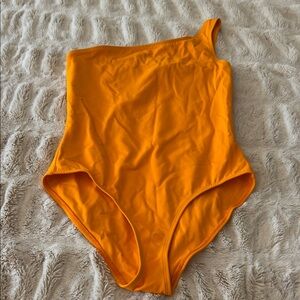 One-Shoulder Orange Women's Swim One Piece